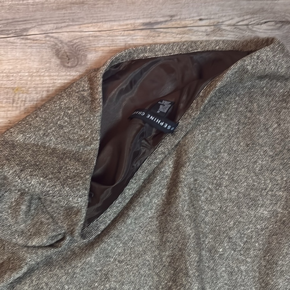 Josephine Chaus Two Piece 1 button fully lined skirt and jacket brown tweed suit - Picture 9 of 13